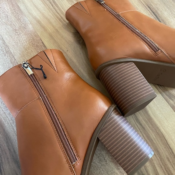 Women’s Brown Block Heel Ankle Boots – Square Toe Leather Booties - Picture 8 of 16